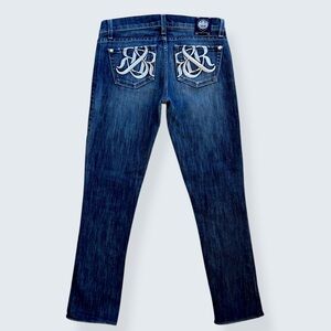 Rock & Republic Kendall Low Rise Skinny Jeans Size 26 Embroidered Pockets